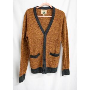 O'Hanlon Mills Lambswool Blend Grandpa Academia Orange Knit Cardigan Sweater S